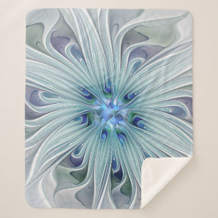 Blumenbeauty Abstrakt Moderne Blaue Pastell Blume Sherpadecke