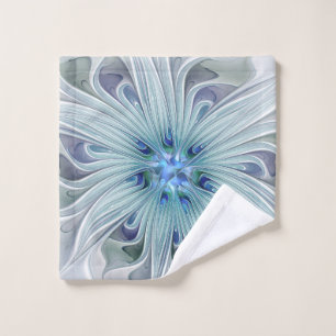 Blumenbeauty Abstrakt Moderne Blaue Pastell Blume Waschlappen