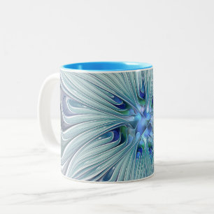 Blumenbeauty Abstrakt Moderne Blaue Pastell Blume Zweifarbige Tasse