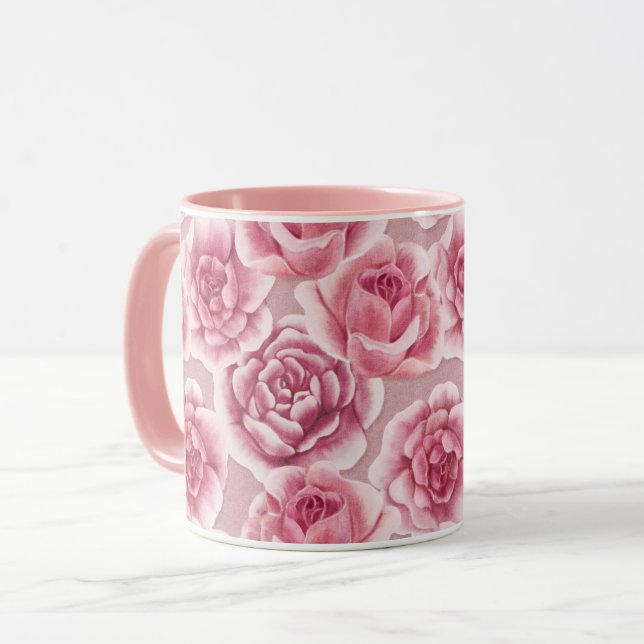 Blumenbeauty - Becher mit rosa rosa Blume. Tasse (Vorderseite Links)