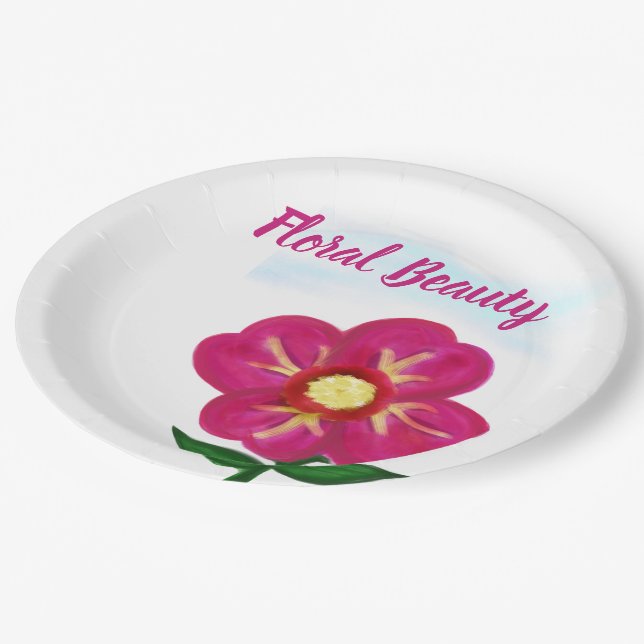 Blumenbeauty Bright Pink Blume Pappteller (Schrägansicht)