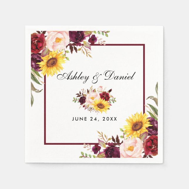 Blumenbecher-Rahmen für Hochzeiten Serviette (Vorderseite)