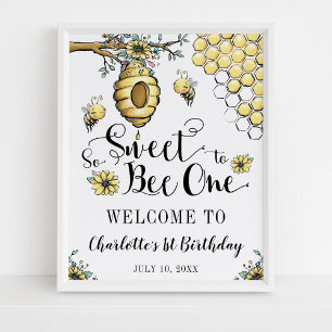 Blumenbeehive Honey So Sweet Bee 1. Geburtstag Poster