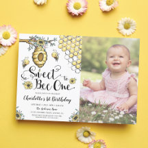 Blumenbeehive Honey Sweet Bee 1. Geburtstag Foto