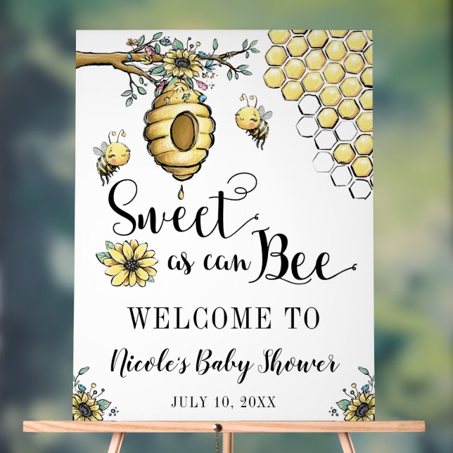 Blumenbeehive Honey Sweet Bee Baby Dusche Willkomm Acrylschild (Neutral)