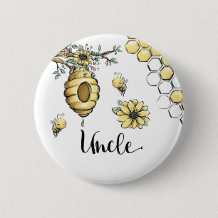 Blumenbeehive Honey Sweet Bee Baby Shower Onkel Button