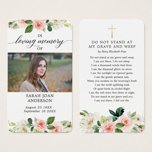 Blumenbeerdigung in Love Memorial Poem Card (Vorne & Hinten)