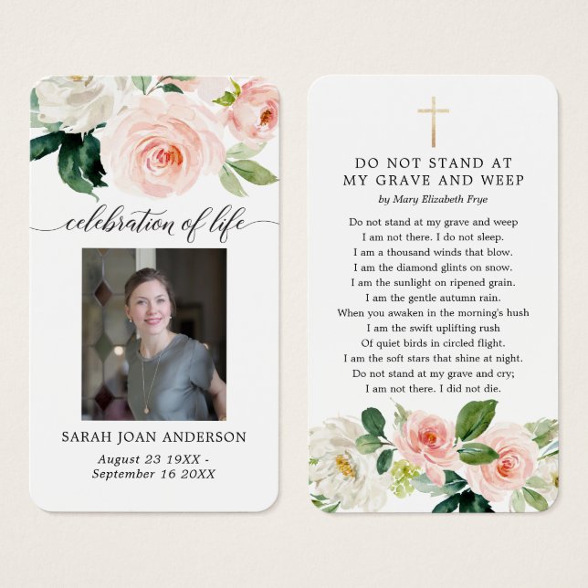 Blumenbeerdigung in Love Memorial Poem Card (Vorne & Hinten)