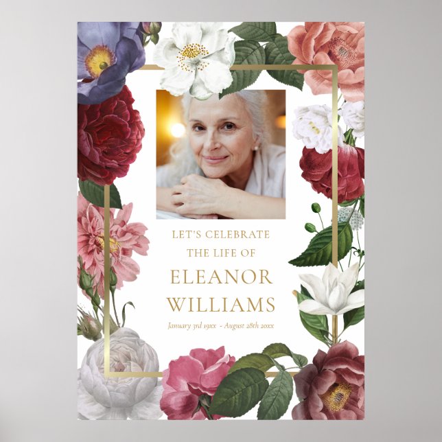 Blumenbeerdigung zum Foto der Lebensbeerdigung Poster (Vorne)