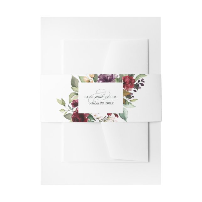 Blumenbeere, Rosa und Auberginen Einladungsbanderole (Vorderseite Beispiel)