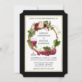 Blumenbeere Watercolor Weintrauben Wreath Black Go Einladung