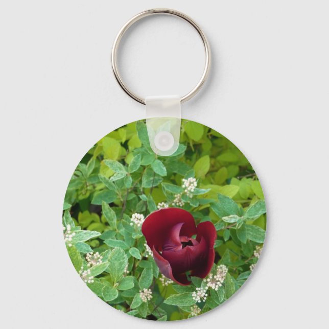 Blumenbeet im Frühjahr Schlüsselanhänger (Vorderseite)