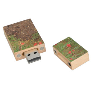 Blumenbeet von Poppies, USB-Stick der Natur Holz USB Stick