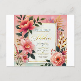 Blumenbeete, botanische Blume, Aquarelltöne Einladungspostkarte