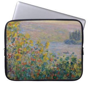 Blumenbeete in Vétheuil, impressionistische Landsc Laptopschutzhülle