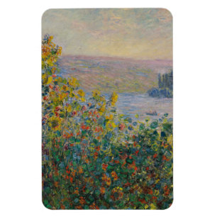 Blumenbeete in Vétheuil, impressionistische Landsc Magnet