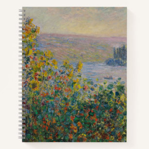 Blumenbeete in Vétheuil, impressionistische Landsc Notizbuch