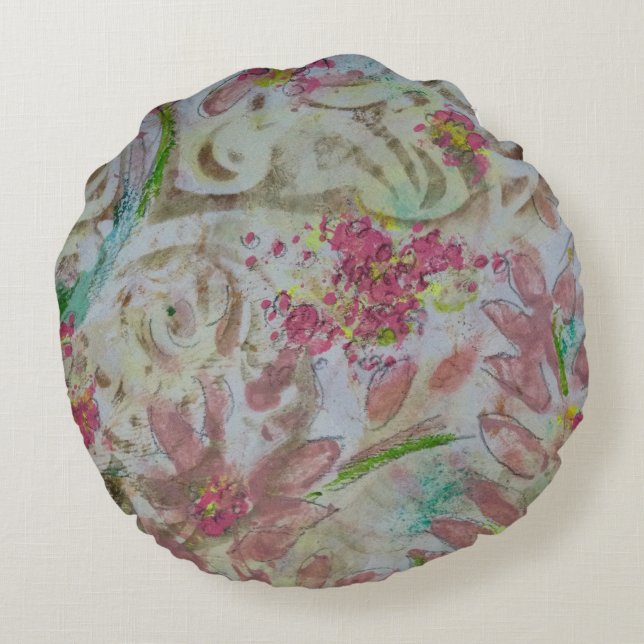 Blumenbeete mit Wirbel Rundes Kissen (Rückseite)