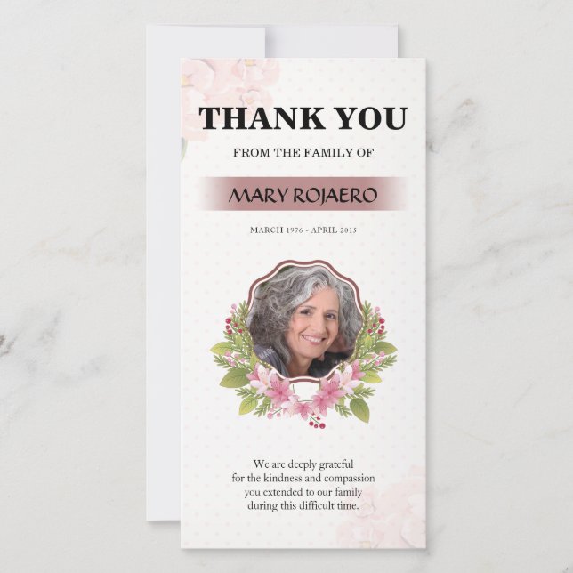 Blumenbegräbnis danken Ihnen zu kardieren Dankeskarte (Vorderseite)