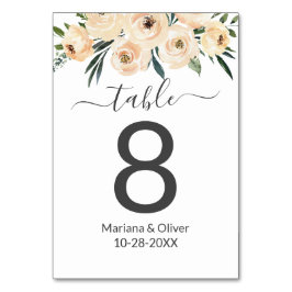 Blumenbeige auf weißer Tischnummer