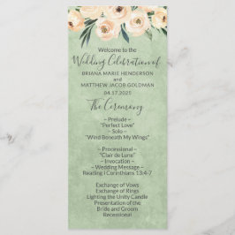 Blumenbeige Blush Sage Green Wedding Program Programm