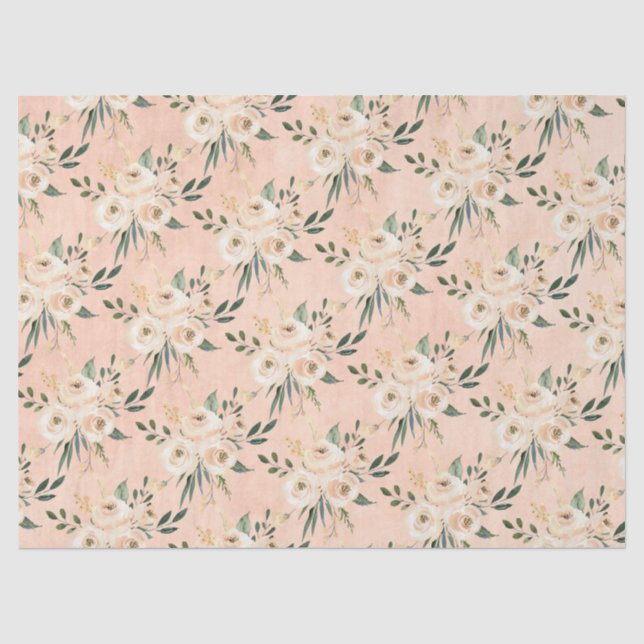 Blumenbeige Hochzeitszettel Pfirsichpfirsichzettel Seidenpapier (Vorderseite)