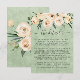 Blumenbeige Rose Gold auf Grün Begleitkarte