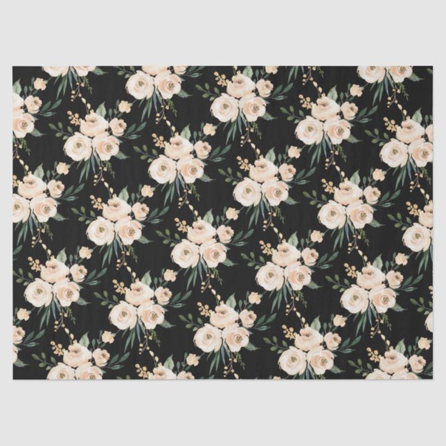 Blumenbeige Schwarzzündpapier Seidenpapier (Vorderseite)