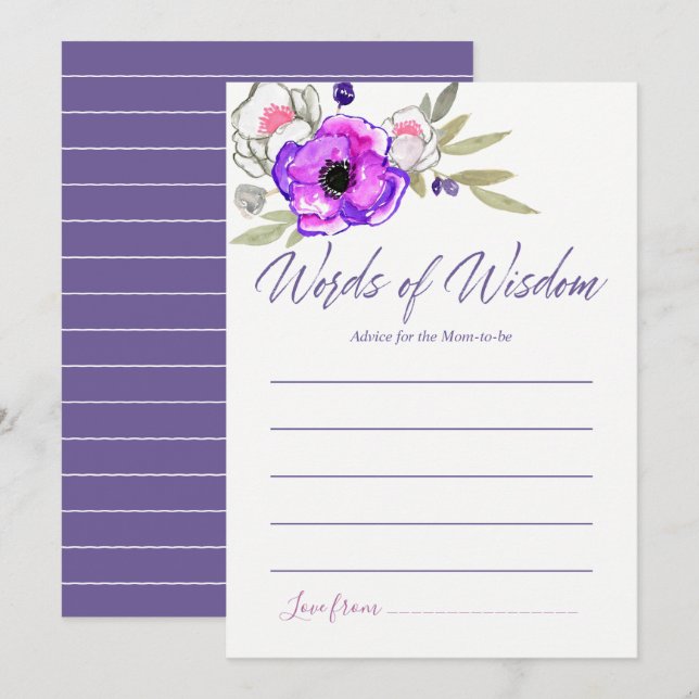 Blumenbeilage für Mama Babydusche Einladung (Vorne/Hinten)