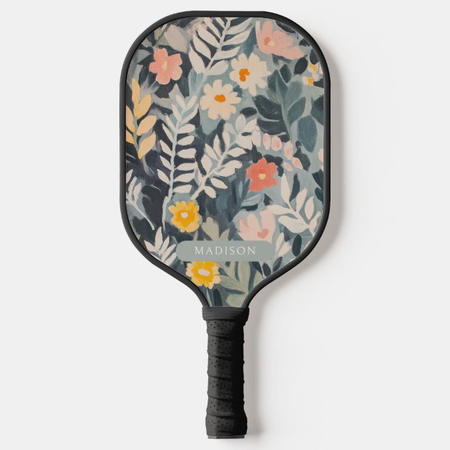 Blumenbemalung Personalisiert modern Pickleball Schläger (Vorderseite)