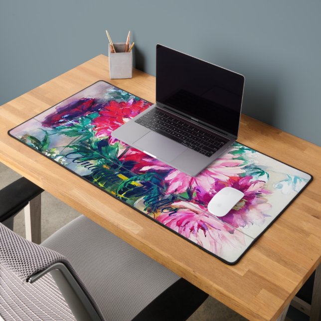 Blumenbemalung personalisiert schreibtischunterlage (Büro 2)
