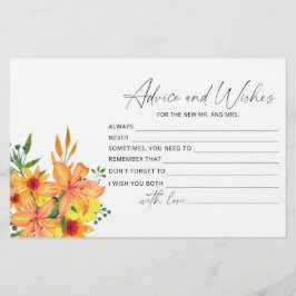 Blumenberatung und Wünsche Brautparty Briefpapier