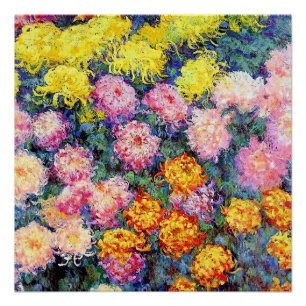 Blumenbett mit Chrysanthemen von Monet Poster