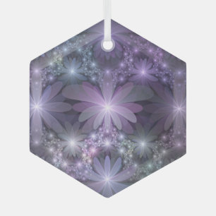 Blumenbett-Trendige glänzende abstrakte Fraktalkun Ornament Aus Glas