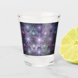 Blumenbett-Trendige glänzende abstrakte Fraktalkun Schnapsglas