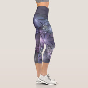 Blumenbett-Trendy-glänzende-abstracte-Fraktal-Kuns Capri Leggings
