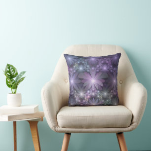 Blumenbett-Trendy-glänzende-abstracte-Fraktal-Kuns Kissen