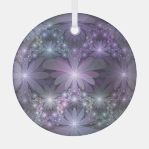 Blumenbett-Trendy-glänzende-abstracte-Fraktal-Kuns Ornament Aus Glas
