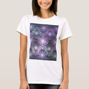 Blumenbett-Trendy-glänzende-abstracte-Fraktal-Kuns T-Shirt