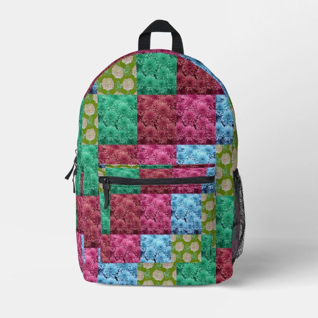 Blumenbettmuster Bedruckter Rucksack (Vorderseite)