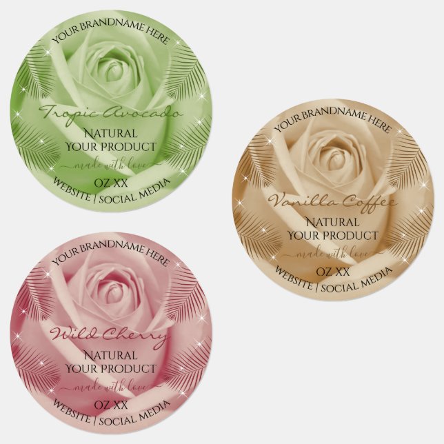 Blumenbezeichnungen Rose Light Red Brown Green Pro Etiketten (Gruppe)