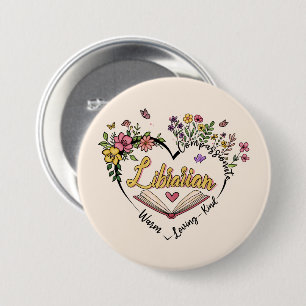 Blumenbibliothekarisches Herz Button