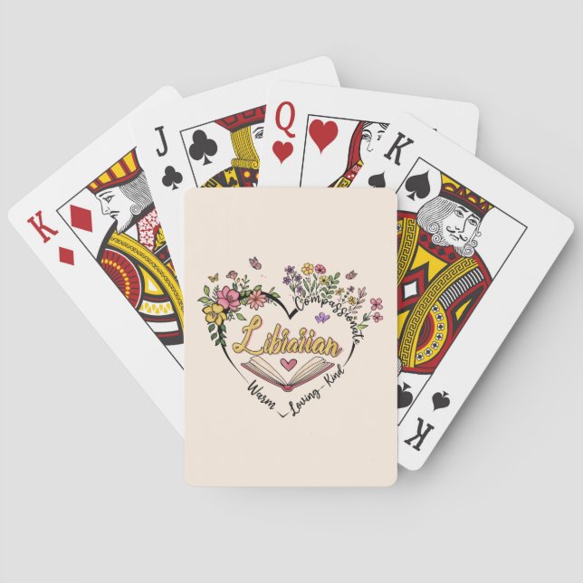 Blumenbibliothekarisches Herz Spielkarten (Rückseite)