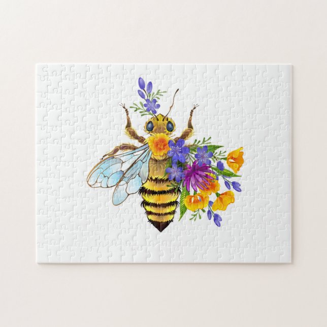 Blumenbiene mit Wildpflanzen (Horizontal)