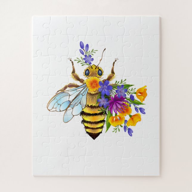 Blumenbiene mit Wildpflanzen (Vertikal)