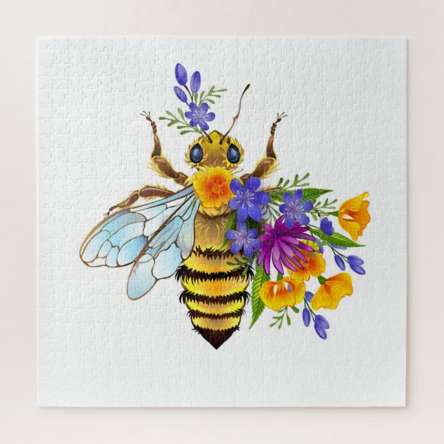 Blumenbiene mit Wildpflanzen (Vertikal)