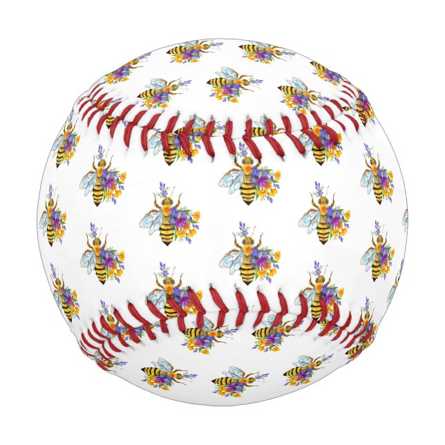 Blumenbiene mit Wildpflanzen Baseball (Vorderseite)