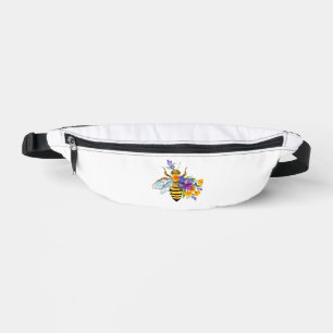 Blumenbiene mit Wildpflanzen Bauchtasche