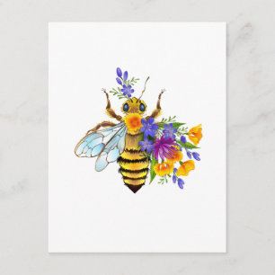 Blumenbiene mit Wildpflanzen Begleitkarte