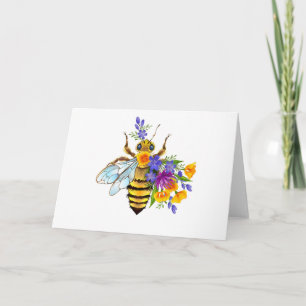 Blumenbiene mit Wildpflanzen Dankeskarte